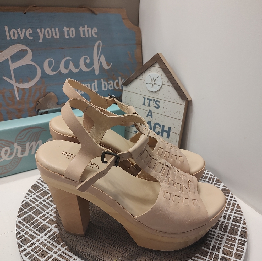 Koolaburra Beige Platform Slingback Sandals - Picture 11 of 15